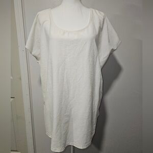 EILEEN FISHER White Relaxed Scoop Neck Dolman Sleeve Top Womens Size 2X